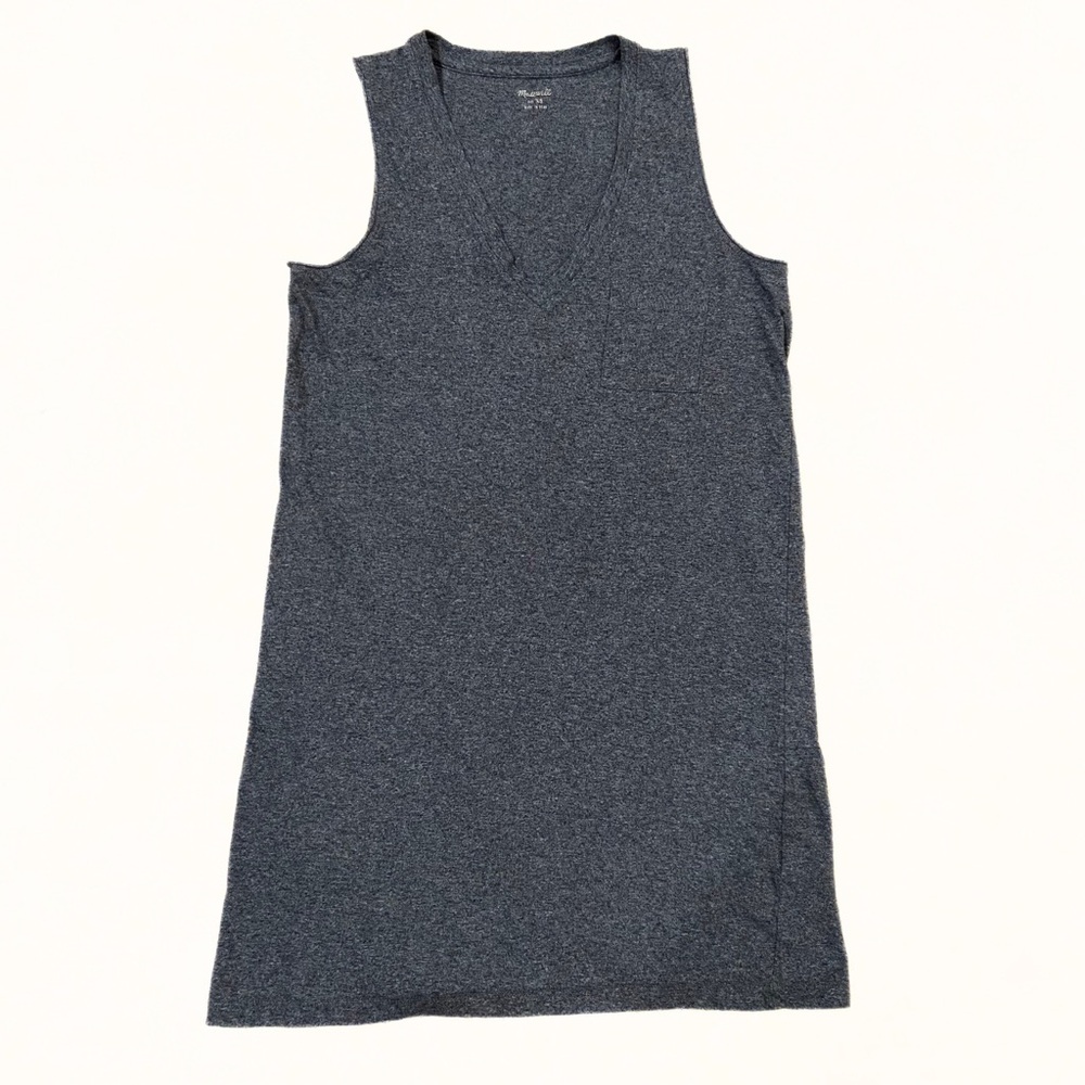 Madewell V-Neck Pocket Tank Dress / Tunic Sleeveless Stretch Dark Gray Size XS
